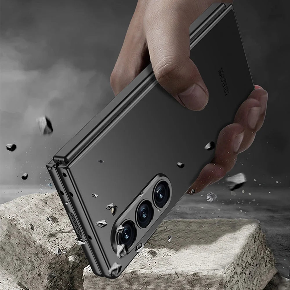 GKK For Samsung Galaxy Z Fold6 5G Case Protective PC+PU Phone Cover with Screen Film - Titanium Grey - 5