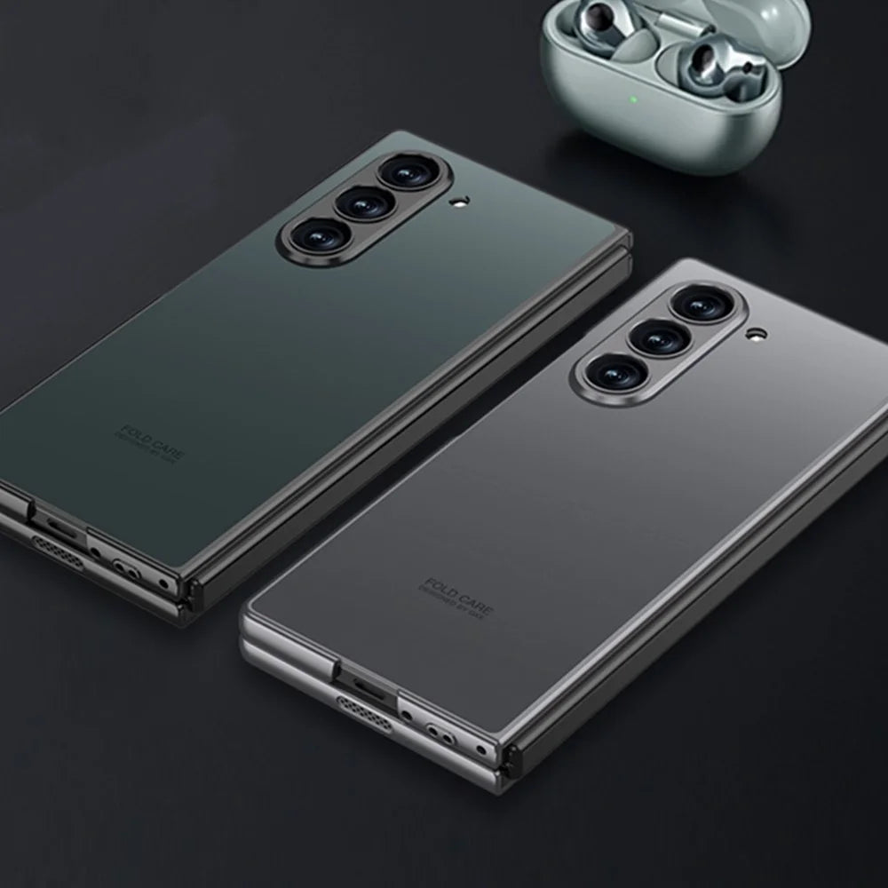 GKK For Samsung Galaxy Z Fold6 5G Case Protective PC+PU Phone Cover with Screen Film - Titanium Grey - 7
