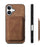 For iPhone 16 Case Compatible with MagSafe Leather Back Cover with Detachable Card Holder - Brown - 7