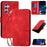 For Samsung Galaxy A54 5G Leather Wallet Case Butterfly Flower Imprinted Phone Cover with Strap - Red - 1