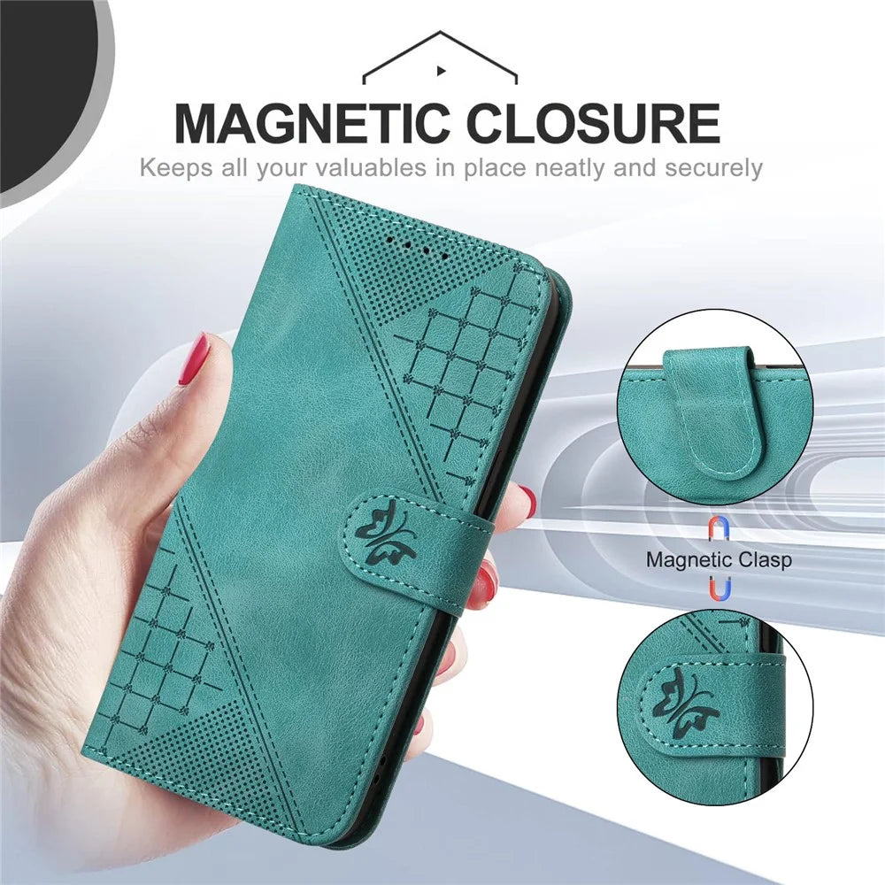 For Samsung Galaxy A55 5G Leather Wallet Case Butterfly Flower Imprinted Phone Cover with Strap - Baby Blue - 4