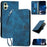 For Samsung Galaxy A05 4G Leather Wallet Case Butterfly Flower Imprinted Phone Cover with Strap - Sapphire - 1