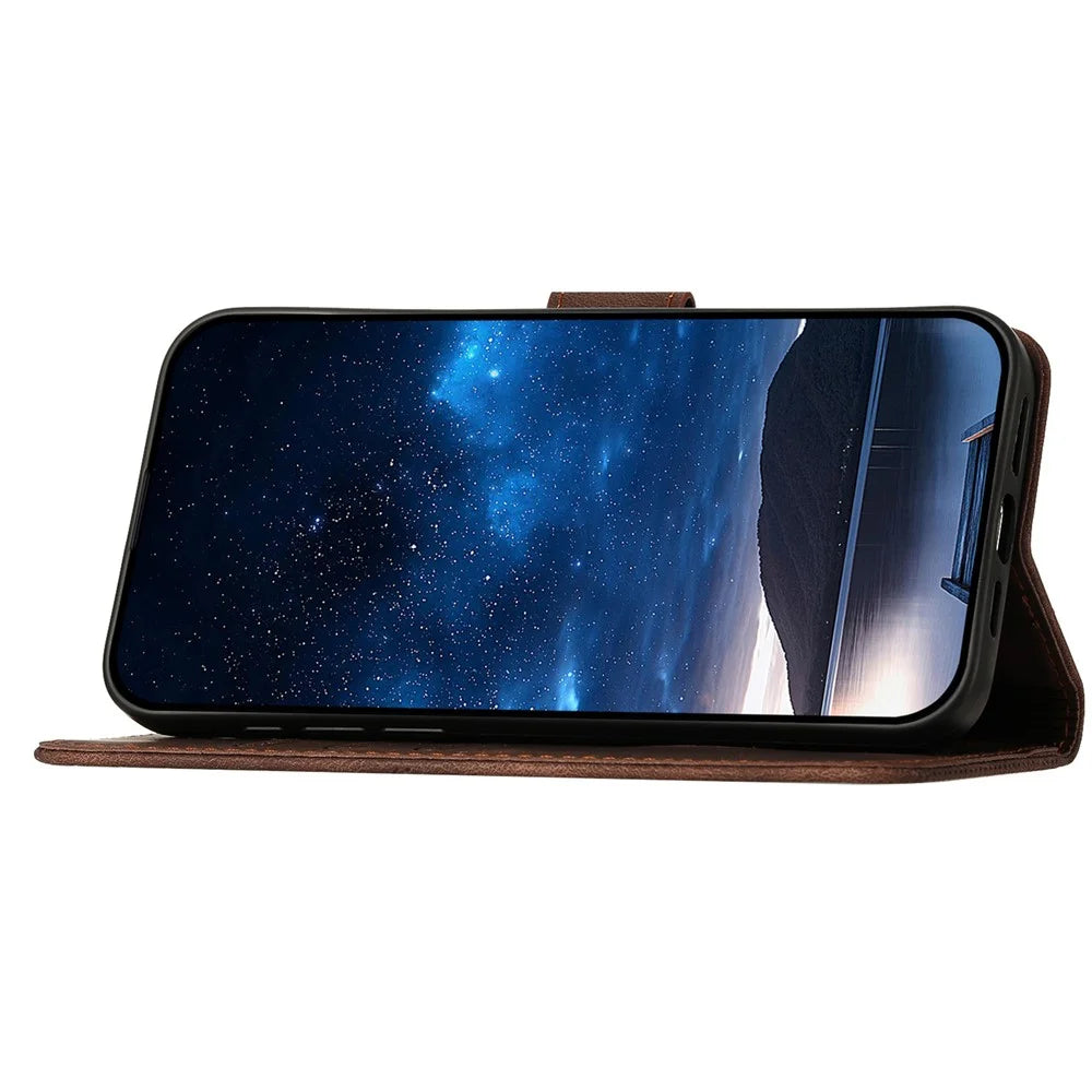 For Sony Xperia 1 VI Leather Wallet Case Butterfly Flower Imprinted Phone Cover with Strap - Brown - 3