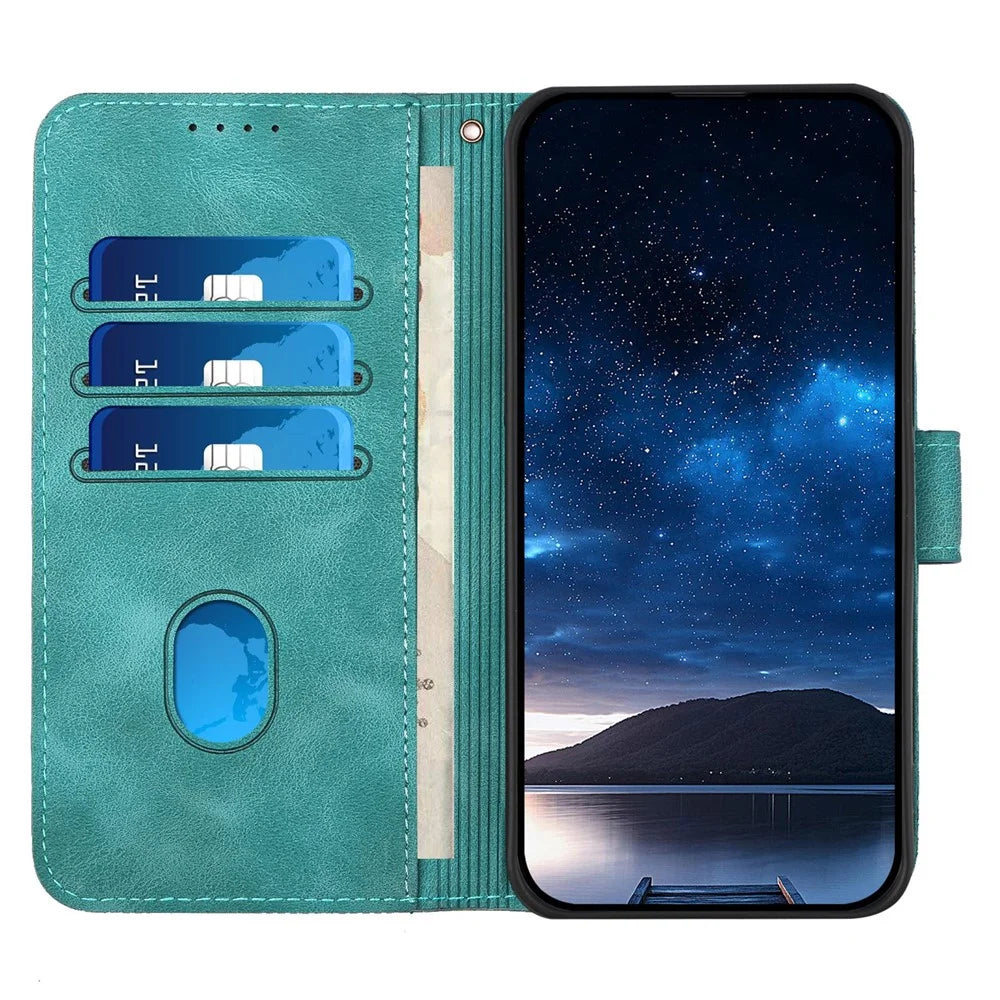 For Sony Xperia 10 VI Leather Wallet Case Butterfly Flower Imprinted Phone Cover with Strap - Baby Blue - 2