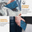 For iPhone 16 Plus Leather Wallet Case Butterfly Flower Imprinted Phone Cover with Strap - Sapphire - 7