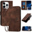 For iPhone 16 Pro Leather Wallet Case Butterfly Flower Imprinted Phone Cover with Strap - Brown - 1