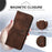 For iPhone 16 Pro Leather Wallet Case Butterfly Flower Imprinted Phone Cover with Strap - Brown - 4