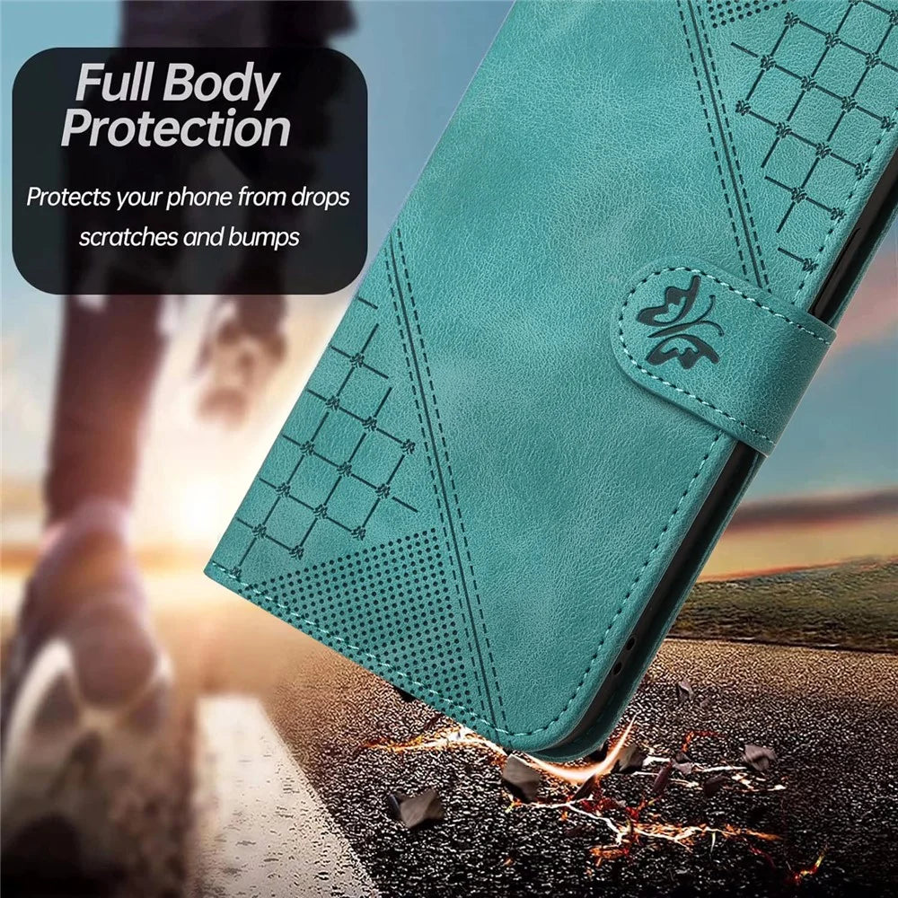 For iPhone 15 Plus Leather Wallet Case Butterfly Flower Imprinted Phone Cover with Strap - Baby Blue - 7