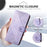 For iPhone 15 Pro Leather Wallet Case Butterfly Flower Imprinted Phone Cover with Strap - Light Purple - 4