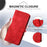 For iPhone 16 Leather Wallet Case Butterfly Flower Imprinted Phone Cover with Strap - Red - 4