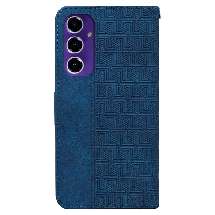 For Samsung Galaxy A16 5G / A16 4G Case Geometry Pattern Leather Wallet Phone Cover - Blue - 7