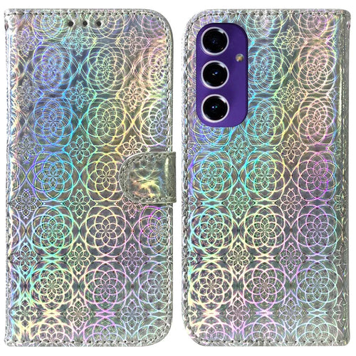 For Samsung Galaxy A16 5G / A16 4G Stand Case Dazzling Flower Leather Phone Cover - Grey - 1