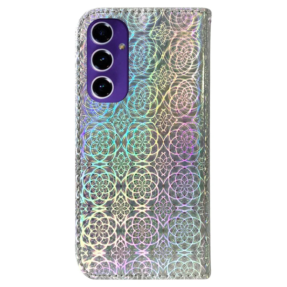 For Samsung Galaxy A16 5G / A16 4G Stand Case Dazzling Flower Leather Phone Cover - Grey - 7