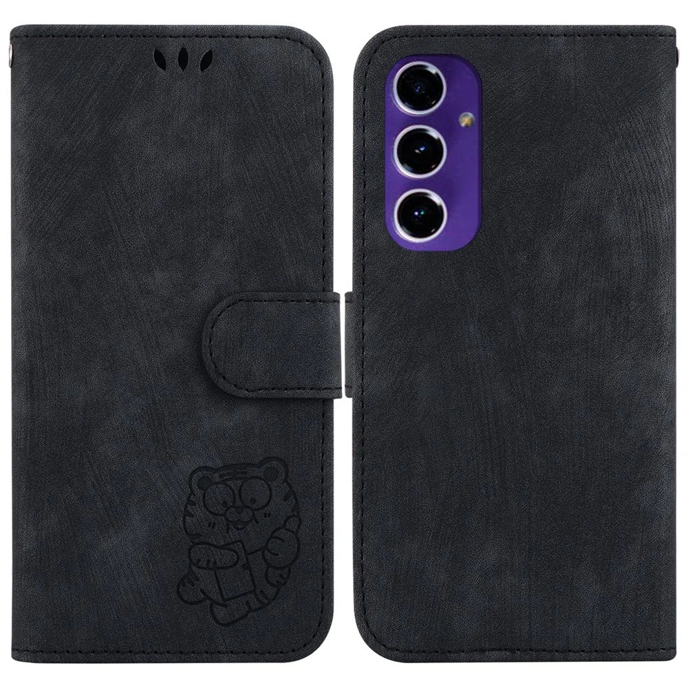 For Samsung Galaxy A16 5G / A16 4G Wallet Case Tiger Imprint Leather Shockproof Phone Cover - Black - 1