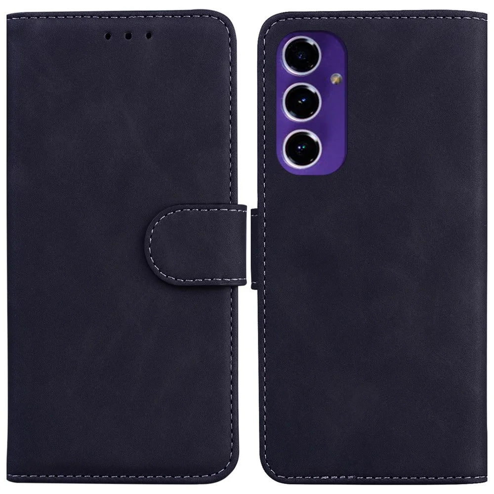 For Samsung Galaxy A16 5G / A16 4G Case Solid Color Leather Wallet Phone Cover - Black - 1