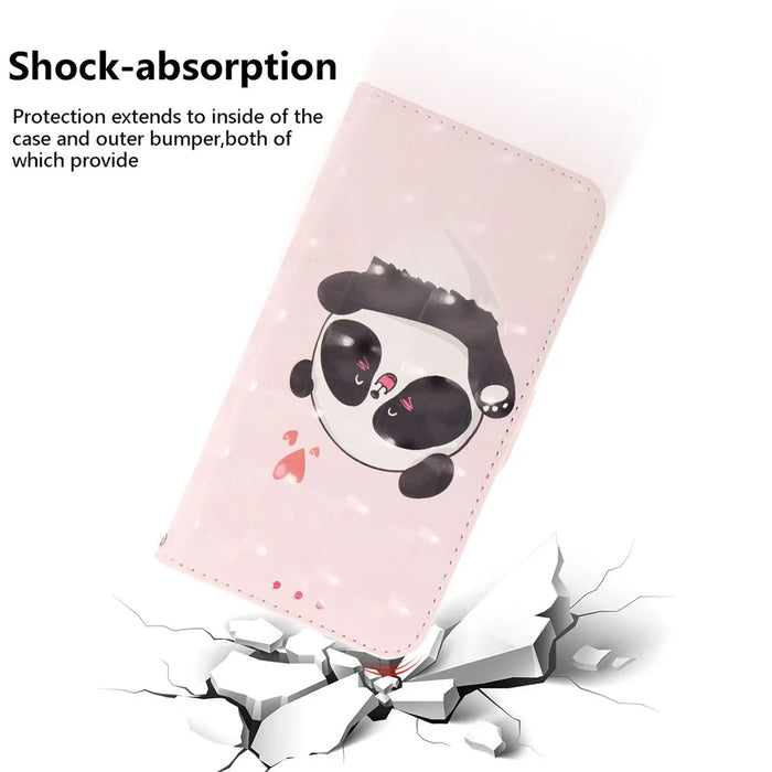 For Samsung Galaxy A16 5G / A16 4G Case Pattern Printing Leather Wallet Phone Cover - Love Heart Panda - 5