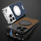 For iPhone 14 Pro Max Case Magnetic Closure Back Plate + Metal Frame Phone Cover with Kickstand - Black / Dark Brown - 4