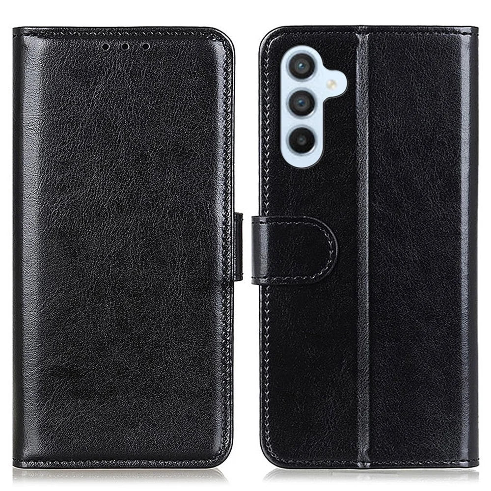 For Samsung Galaxy A16 5G / A16 4G Case Crazy Horse Texture PU Leather Phone Stand Cover - Black - 1