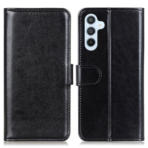 For Samsung Galaxy A16 5G / A16 4G Case Crazy Horse Texture PU Leather Phone Stand Cover - Black - 1