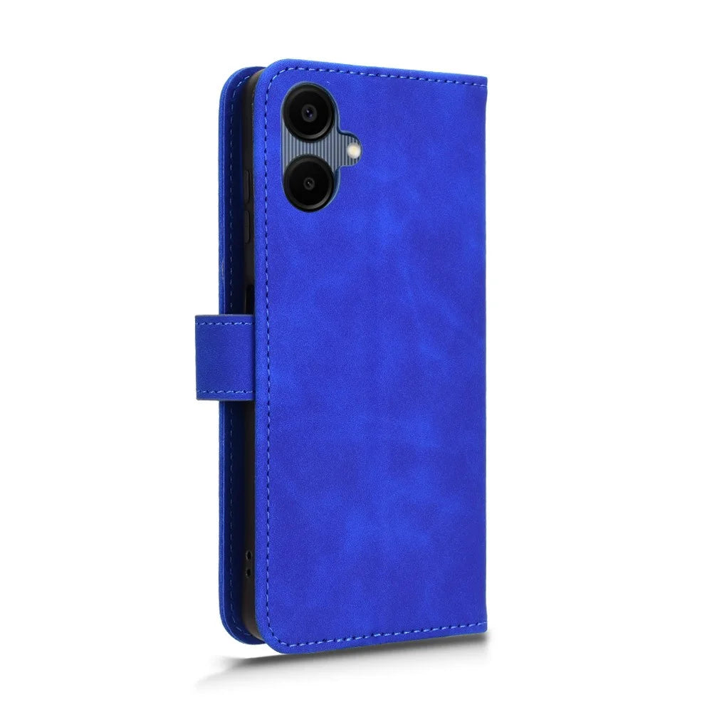 For Samsung Galaxy A06 4G Leather Case Skin-Feel Anti-Drop Wallet Flip Phone Cover - Blue - 6