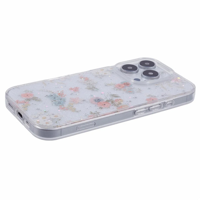 For iPhone 16 Pro Case Glitter Flower Epoxy Shockproof Phone Cover - Style A - 4
