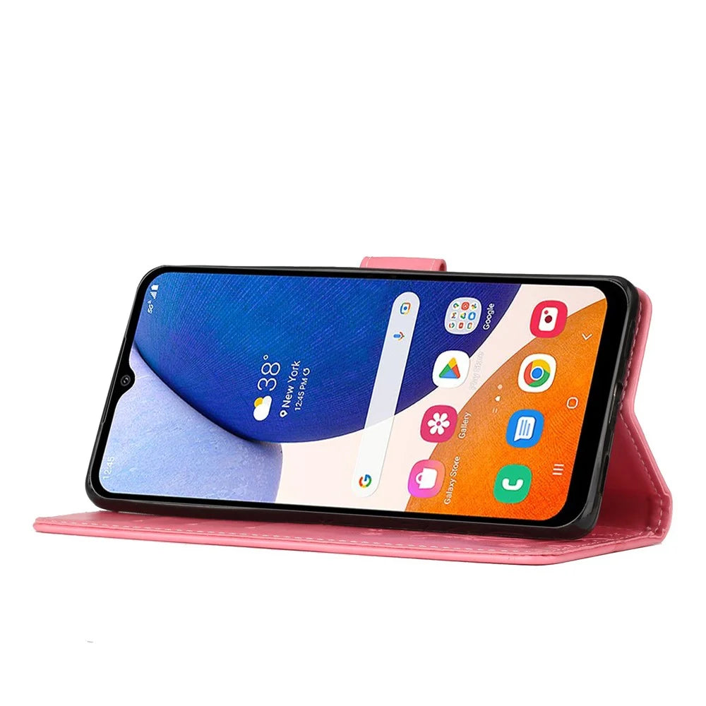 For Samsung Galaxy A16 5G / A16 4G Case PU Leather Phone Wallet Cover with Strap - Pink - 4