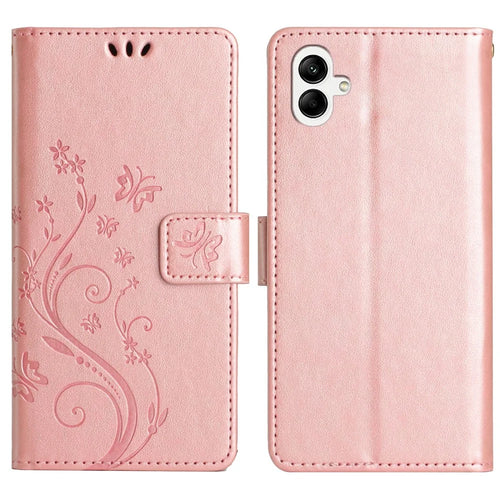 For Samsung Galaxy A06 4G Case PU Leather Phone Wallet Cover with Strap - Rose Gold - 1