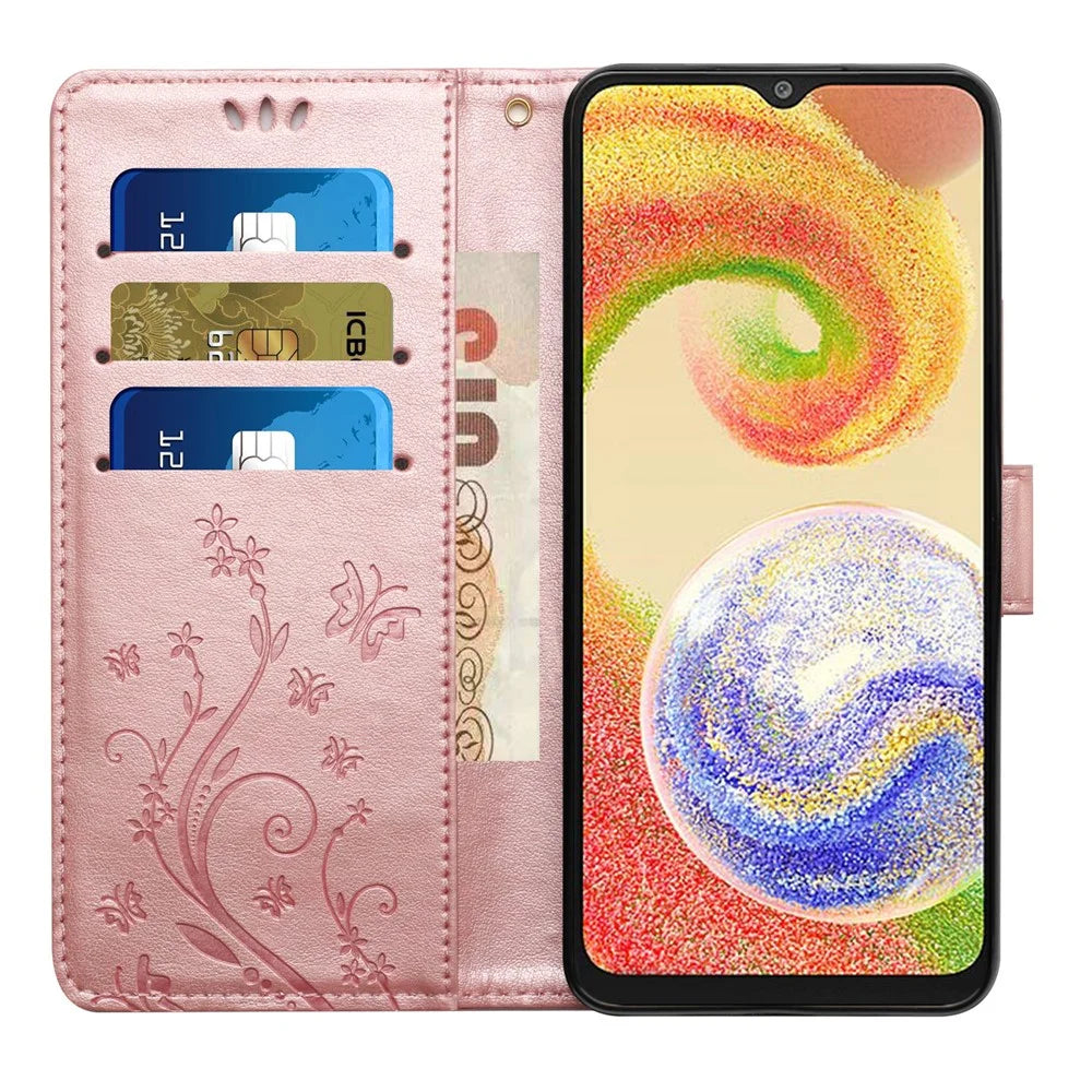 For Samsung Galaxy A06 4G Case PU Leather Phone Wallet Cover with Strap - Rose Gold - 2