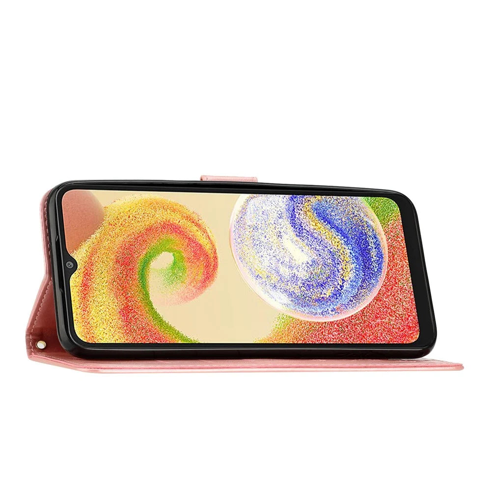 For Samsung Galaxy A06 4G Case PU Leather Phone Wallet Cover with Strap - Rose Gold - 4
