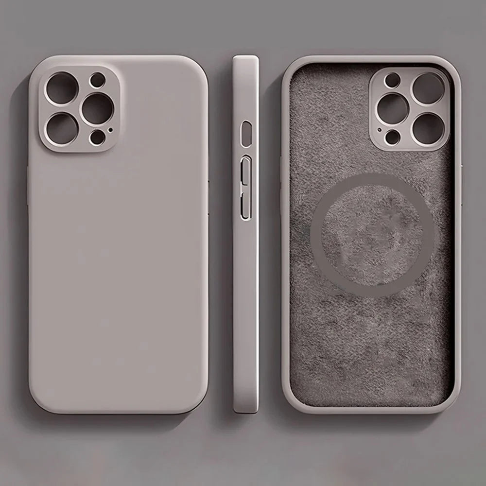 For iPhone 16 Pro Max Magnetic Case Shockproof Soft TPU Phone Cover - Grey - 2