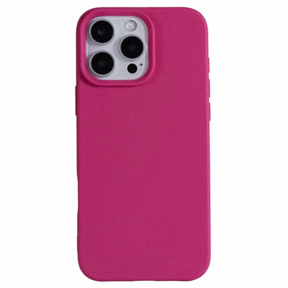 For iPhone 16 Pro Case Litchi Texture TPU Shockproof Phone Cover - Rose - 1