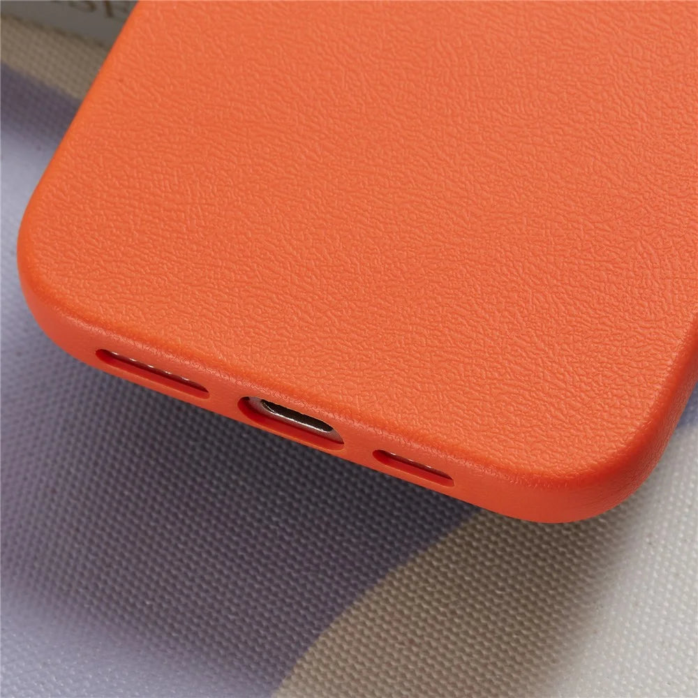 For iPhone 16 Case Litchi Texture TPU Shockproof Phone Cover - Orange - 6