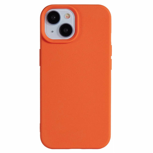 For iPhone 15 Case Litchi Texture TPU Shockproof Phone Cover - Orange - 1