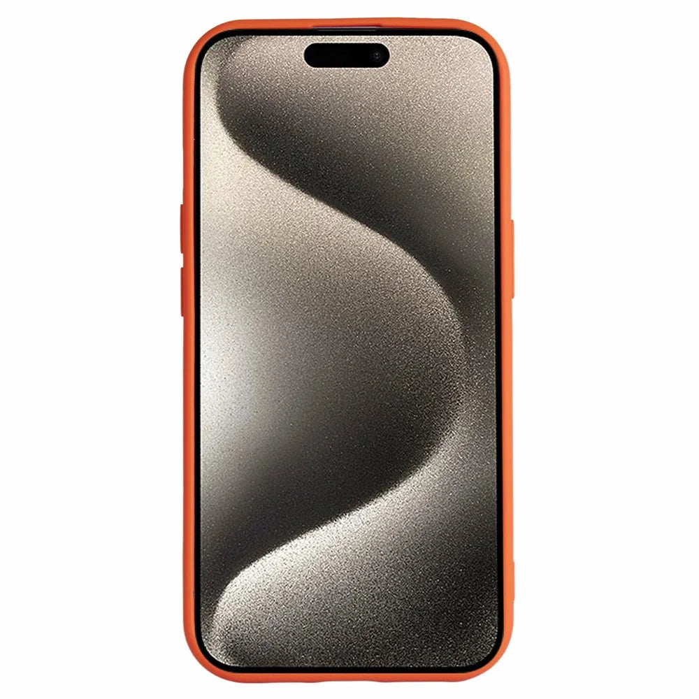 For iPhone 15 Case Litchi Texture TPU Shockproof Phone Cover - Orange - 2