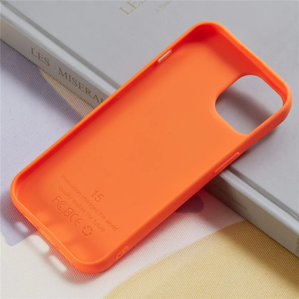 For iPhone 15 Case Litchi Texture TPU Shockproof Phone Cover - Orange - 4