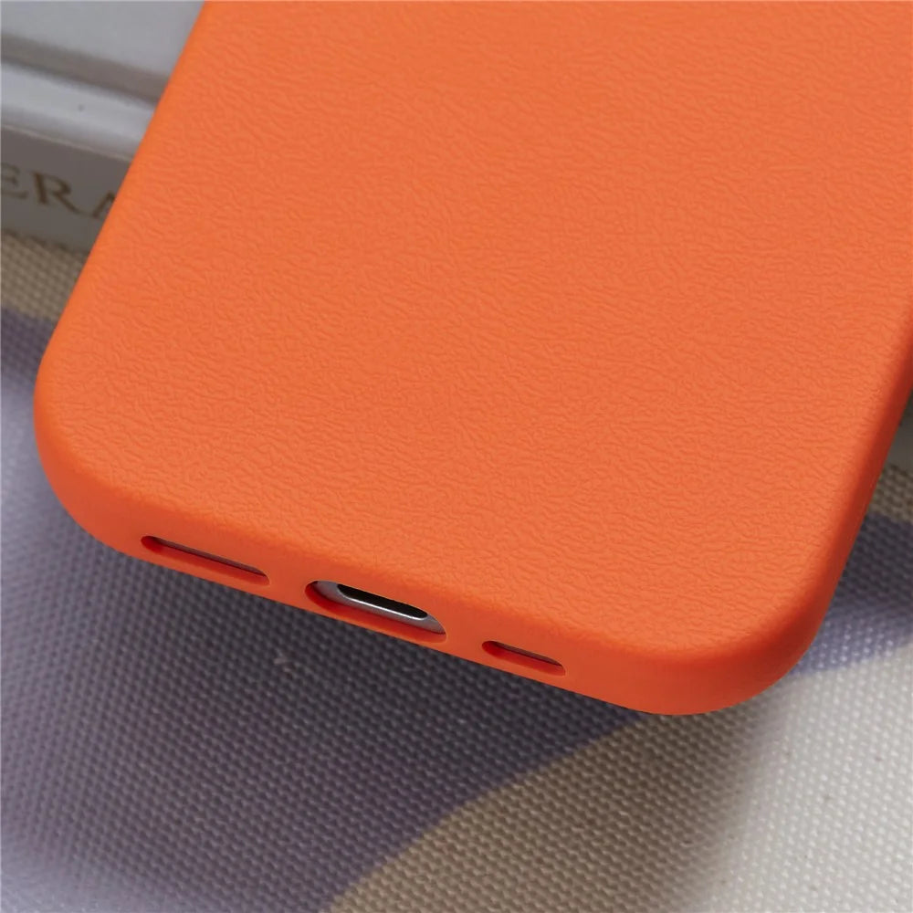 For iPhone 15 Case Litchi Texture TPU Shockproof Phone Cover - Orange - 6