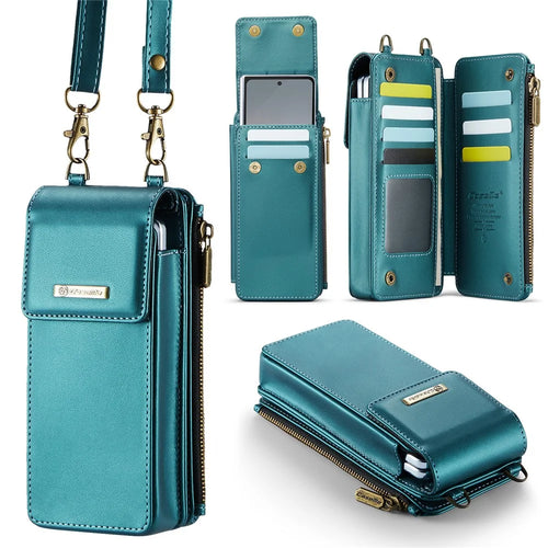 CASEME ME50 Phone Shoulder Bag for Samsung Galaxy Z Fold7 5G / Z Fold6 5G / Z Fold5 5G / Z Fold4 5G / Z Fold3 5G RFID Blocking Leather Pouch - Blue - 1