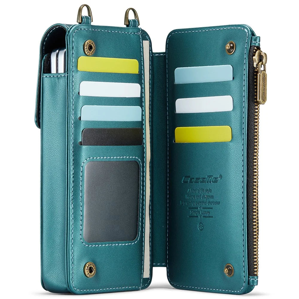 CASEME ME50 Phone Shoulder Bag for Samsung Galaxy Z Fold7 5G / Z Fold6 5G / Z Fold5 5G / Z Fold4 5G / Z Fold3 5G RFID Blocking Leather Pouch - Blue - 2