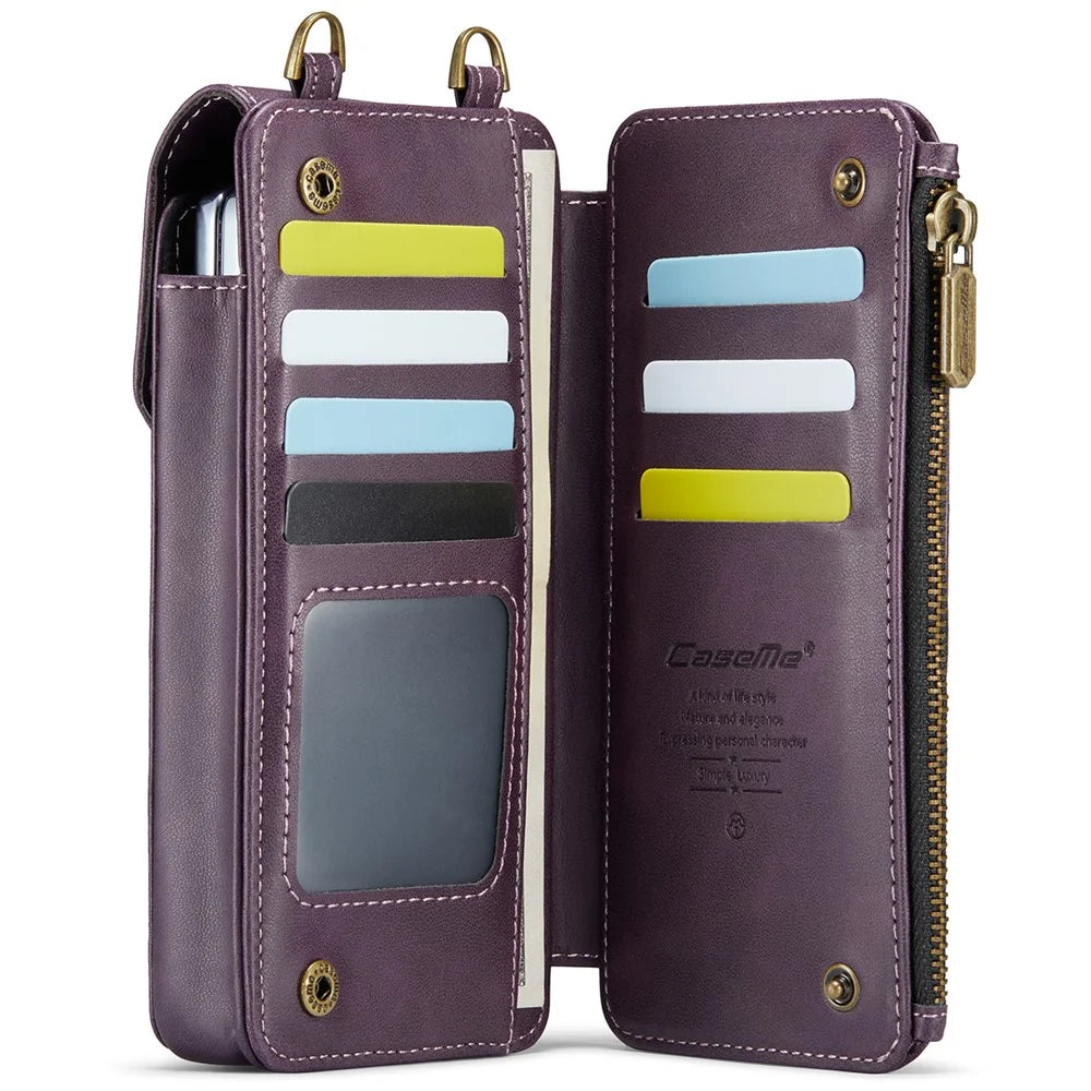 CASEME ME40 Crossbody Bag for Samsung Galaxy Z Fold7 5G / Z Fold6 5G / Z Fold5 5G / Z Fold4 5G / Z Fold3 5G Leather RFID Blocking Wallet - Purple - 2
