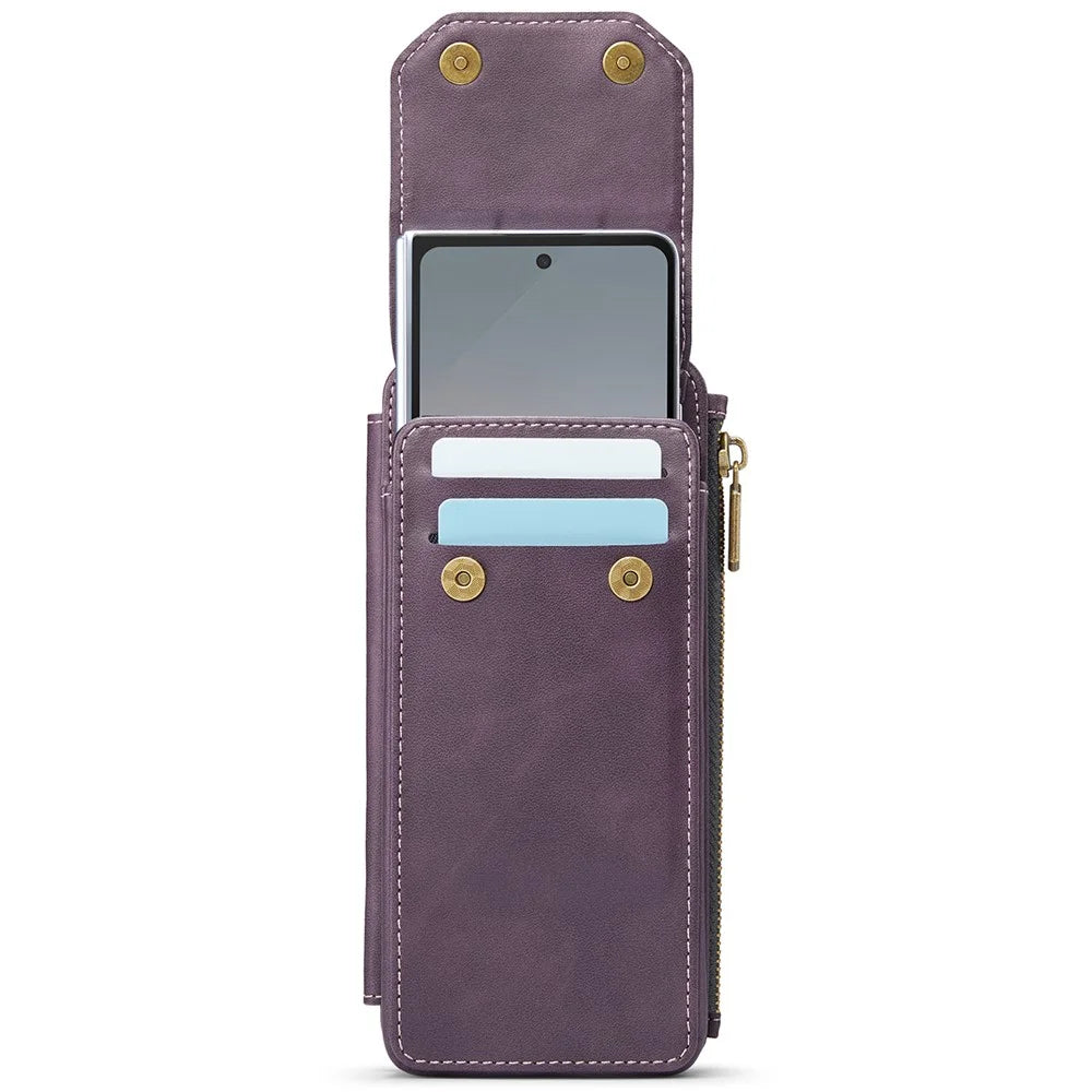 CASEME ME40 Crossbody Bag for Samsung Galaxy Z Fold7 5G / Z Fold6 5G / Z Fold5 5G / Z Fold4 5G / Z Fold3 5G Leather RFID Blocking Wallet - Purple - 3