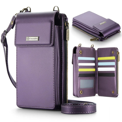 CASEME ME50 PU Leather Crossbody Phone Bag RFID Blocking Wallet Universal Phone Bag - Purple - 1