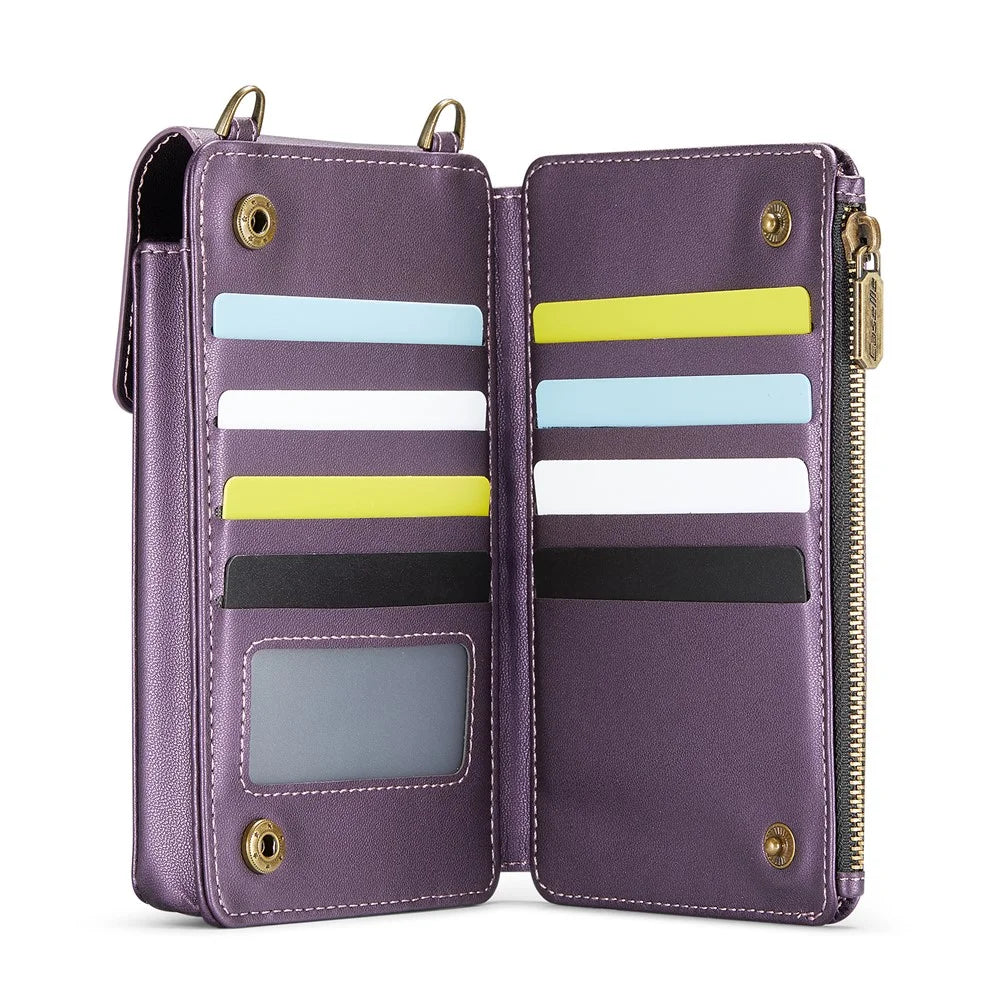 CASEME ME50 PU Leather Crossbody Phone Bag RFID Blocking Wallet Universal Phone Bag - Purple - 2