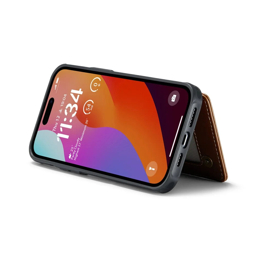 For iPhone 16 Pro Max Phone Case CASEME C22 Leather Back Cover with RFID Blocking Card Slots - Brown - 3