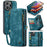 For iPhone 16 Pro Max Phone Cases CASEME 008 Leather Cover with Detachable Wallet and Strap - Blue - 1
