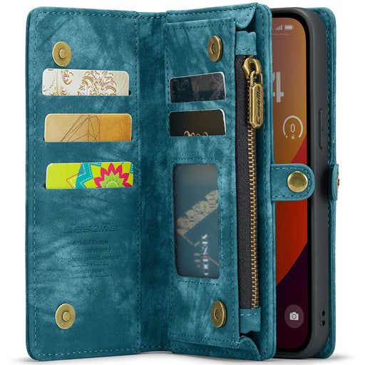 For iPhone 16 Pro Max Phone Cases CASEME 008 Leather Cover with Detachable Wallet and Strap - Blue - 2