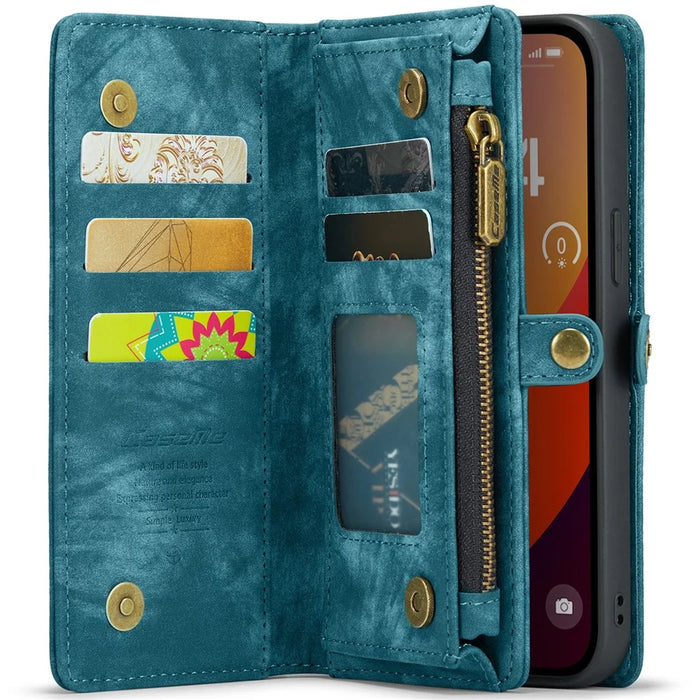 For iPhone 16 Pro Max Phone Cases CASEME 008 Leather Cover with Detachable Wallet and Strap - Blue - 2