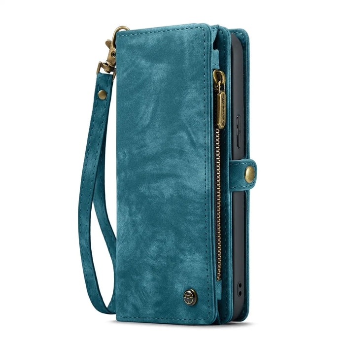 For iPhone 16 Pro Phone Cases CASEME 008 Leather Cover with Detachable Wallet and Strap - Blue - 4