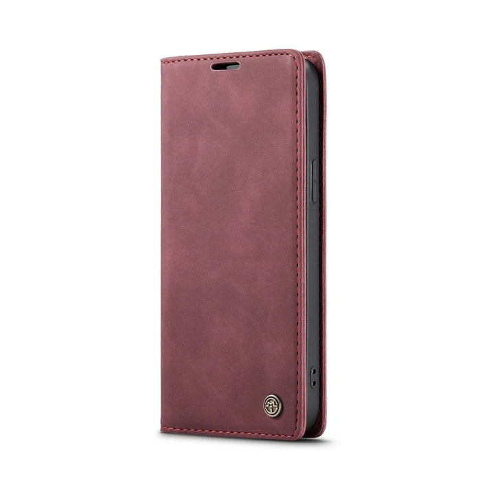 CASEME 013 Series For iPhone 16 Pro Max Case Card Holder Stand Leather Phone Cover - Red - 4