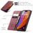 CASEME 013 Series For iPhone 16 Pro Max Case Card Holder Stand Leather Phone Cover - Red - 6