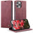 CASEME 013 Series For iPhone 16 Pro Case Card Holder Stand Leather Phone Cover - Red - 1